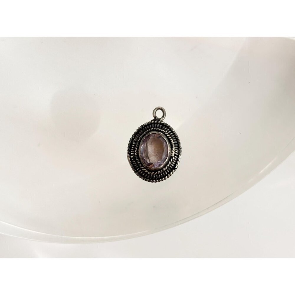 Amythest Rope Framed 925 Sterling Silver Figural Little Vintage Pendant | Charm - Picture 4 of 9